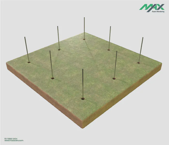 Instalación de postes para delimitar la zona de una malla perimetral